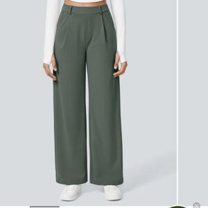 HALARA Deep Aquamarine- Wide-Leg Pants- SMALL